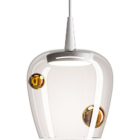 Zafferano Suspension Bilia Led 8W 3000K Blanc Bronze En Verre Borosilicate Soufflé À La Bouche Diamètre 27 Cm Design Moderne Et Élégant