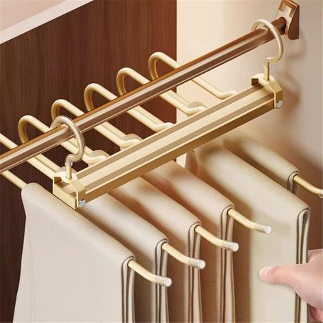Cintres magiques multicouches en alliage d'aluminium 6 en 1, support de rangement pour pantalons, rotatifs à 360 degrés, pliables