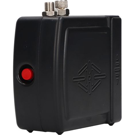 Kit compresseur d'air mini G1/8 pouces boîtier ABS portable pour aérographe tatouage AC100-240V noir prise UE (1/5)