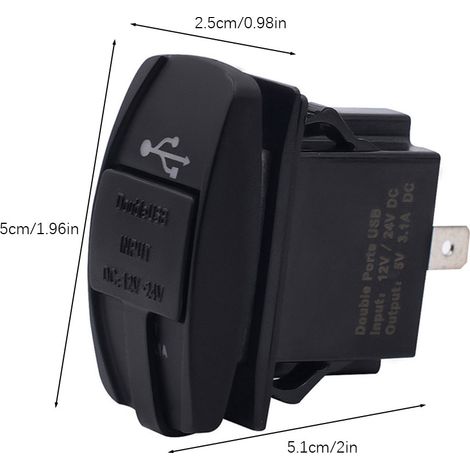 Chargeur Voiture Moto Double USB 5V 3.1A Adaptateur Prise Allume-Cigare Sortie Alimentation (1/5)