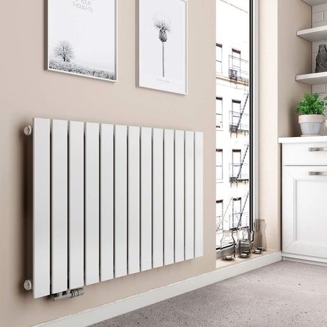 EMKE Heizkörper Flach Design Paneelheizkörper Seitenanschluss Horizontal, Einlagig, Weiß, 63x100cm, 730W