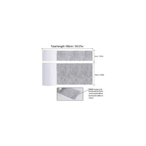 Feltrini adesivi per mobili, 2 rotoli (100 x 10 cm + 100 x 5 cm), feltrini antiscivolo per sedie, tavoli, letti, tavoli da pranzo, grigio - Crezuo