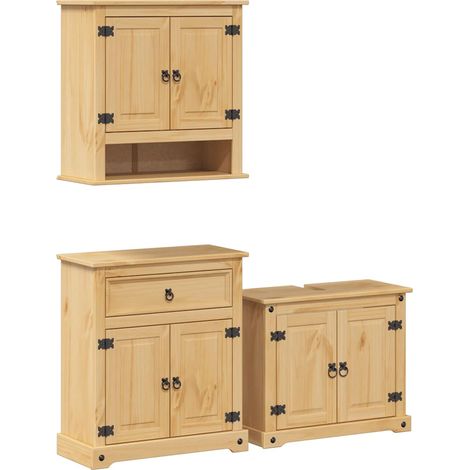 Maison Exclusive - Set Mobili da Bagno 3 pz Corona in Legno Massello di Pino