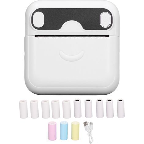 Imprimante thermique sans encre portable Bluetooth pour étiquettes, blanche - Ensemble d'impression mobile (1/5)