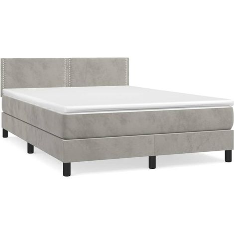 Maison Exclusive - Giroletto a Molle con Materasso Grigio Chiaro 140x190cm Velluto