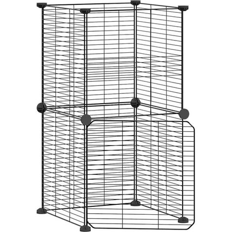 Gabbia per animali con 8 pannelli e porta 35 x 35 cm nera 020041608