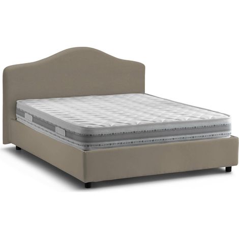 Talamo Italia Cama matrimonial Annunziata, Cama contenedor con revestimiento de tela, 100% Made in Italy, Apertura frontal, con colchón de Cm 160x200 incluido, Tórtola, con embalaje reforzado