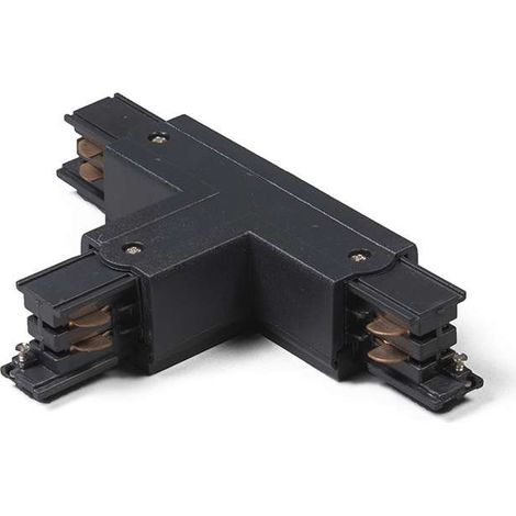 QAZQA Moderno Conector en T para riel trifásico derecho B negro Plástico Adecuado para LED Max. x Watt