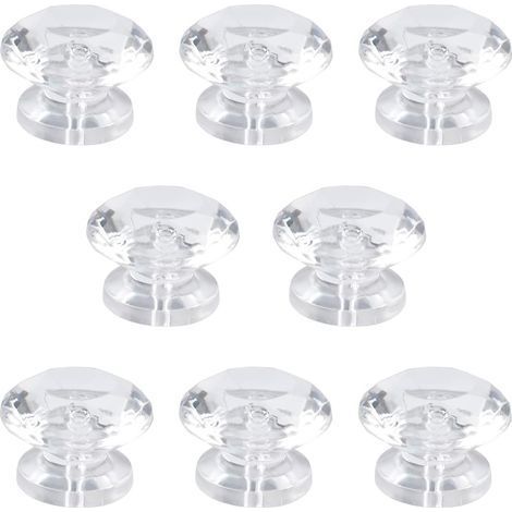 Lot de 8 mini boutons en acrylique autoadhésifs en forme de diamant sans perçage pour miroir, placard, boîte cadeau et autres petits meubles (1/5)
