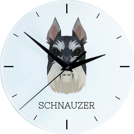 Schnauzer, Schnauzer I - reloj de pared geométrico con foto e inscripción de Art-Dog (1/4)