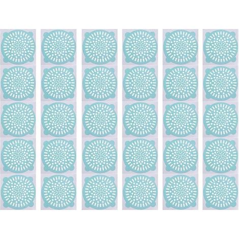 Lot de 30 filtres à cheveux jetables pour siphon de sol, vert menthe, pour la protection des canalisations de salle de bain et d'évier de cuisine. (1/5)