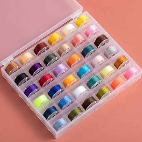 Lot de 36 bobines de fil à coudre, 36 bobines de couleurs différentes dans une boîte, remplacement pratique, facile à installer sur les machines à coudre