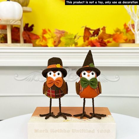 Oiseau Décor Automne - Ornements Oiseaux en Plastique avec Feuilles d'Érable et Tournesol - Décoration de Cheminée, Étagère ou Table pour Thanksgiving et Saison Fraîche - 1 Pièce (1/5)