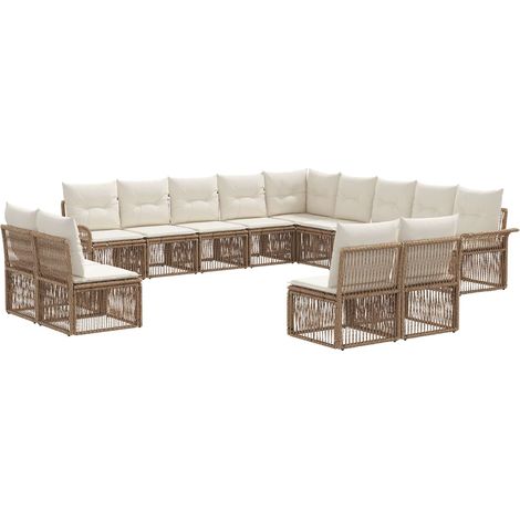 Gartensofa-set 13 pcs Beige Poly-Rattan vidaXL