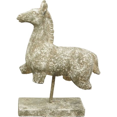 Figura de caballo de cemento sobre una base de caballo de estilo vintage. (1/5)