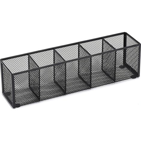 Pencil Holder - Metal Mesh Desk Organizer - For Office School Kitchen - 34 x 9.5 x 8 cm - Black - 1 Piece (1/5)