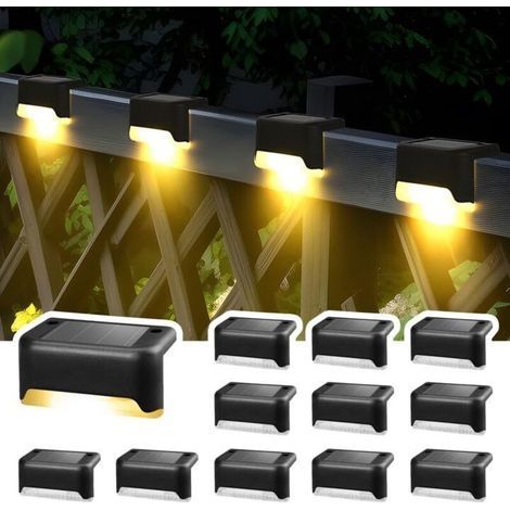 Lumières LED solaires imperméables pour l'extérieur - escaliers, marches, allée, cour, clôture, pont, gouttière, décoration (blanc chaud) - OUYLAF (1/4)
