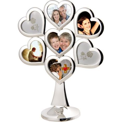 Cadre Photo Arbre avec Coeurs métal argenté 20 cm (1/2)
