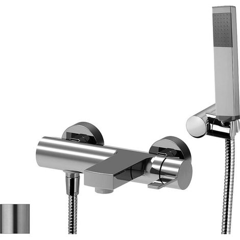 Externe Wannenbatterie mit Umsteller Stahloptik Paffoni Rock Serie RO023ST Messing - Steel looking (1/2)