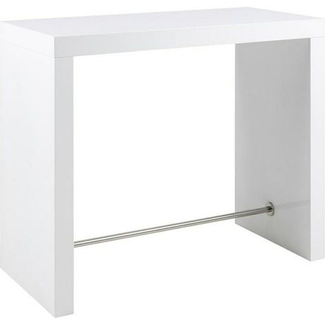 Table de Bar Mange-Debout pour Cuisine et Salle à Manger en MDF Blanc Brillant 130 x 60 cm - PANGIVO (1/5)