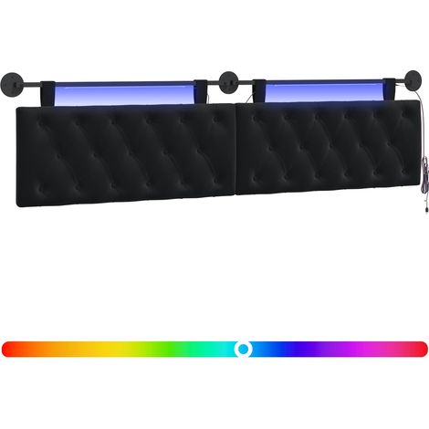 Cabecero colgante Con luz LED Negro Terciopelo vidaXL