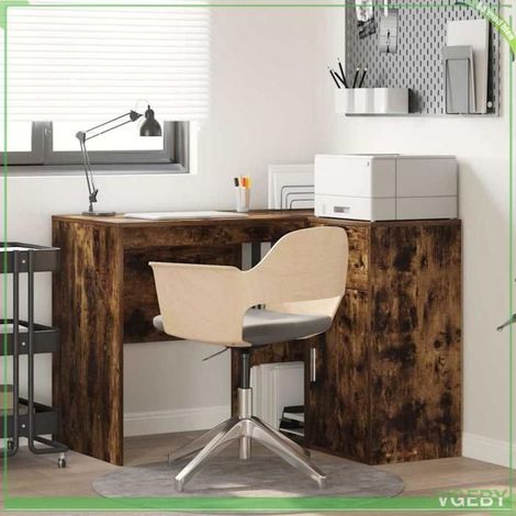 Bureau d'angle - 3337277 - Chêne fumé - Bois d'ingénierie - Rangement (tiroir & étagères) (1/5)