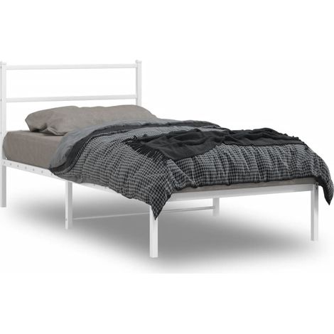 Bettgestell mit Kopfteil Metall Weiß 100x190 cm
