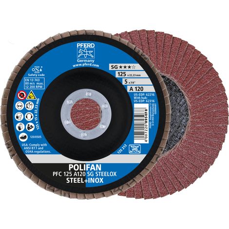 Fächerschleifscheibe A120SG gewölbt 125mm K120Pferd (1/4)