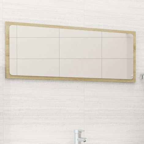 Espejo de baño madera contrachapada color roble 90x1,5x37 cm vidaXL