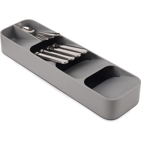 Plateau De Rangement Pour Tiroir De Cuisine - Organiseur Couverts Et Argenterie - 39,6 X 11 X 5,7 Cm - Gris - 1 Pièce (1/5)