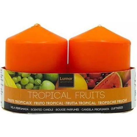 TrAdE Shop Traesio - Set Da 6 Candele Profumate Frutti Tropicali Arancione 7x5,70cm Deodoranti Ambienti 032814 - (1/2)