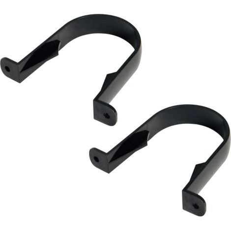 Black 68mm Round Gutter Pipe Clip - Bag of 2