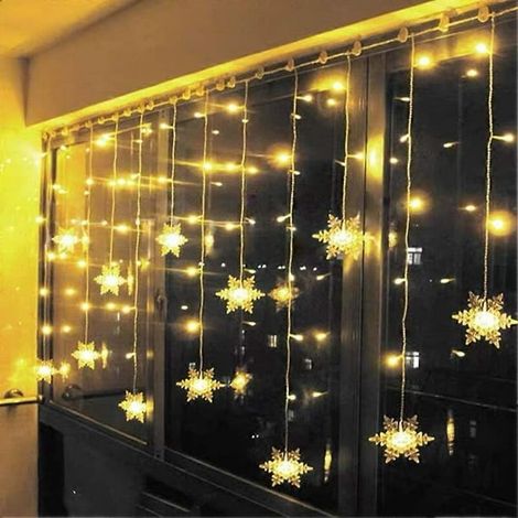Guirlande lumineuse flocons de neige, 3,5 m, 96 LED, 8 modes d'éclairage, décoration de fenêtre, Noël, mariage, anniversaire, maison, terrasse (1/5)