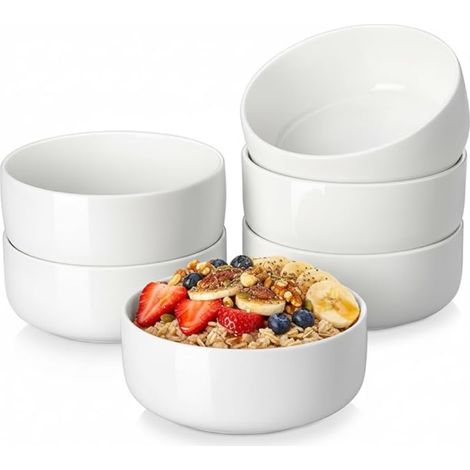 Bols à Céréales en Porcelaine de Bols à Soupe et Flocons d'Avoine de Cuisine en Céramique Va au Lave-vaisselle au Micro-ondes et au Four Blanc (1/4)
