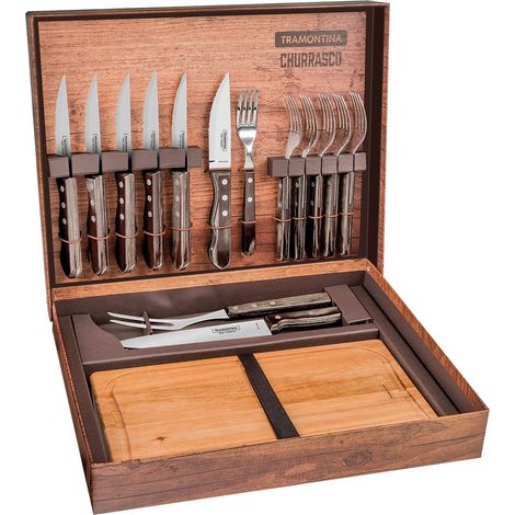 Accessori per barbecue Tramontina 15 pezzi acciaio legno (1/3)