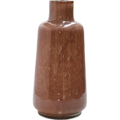 Vase Décoratif en Verre Épais Fait Main avec Bulles d'Air pour Intérieur - Marron - PANGIVO (1/3)