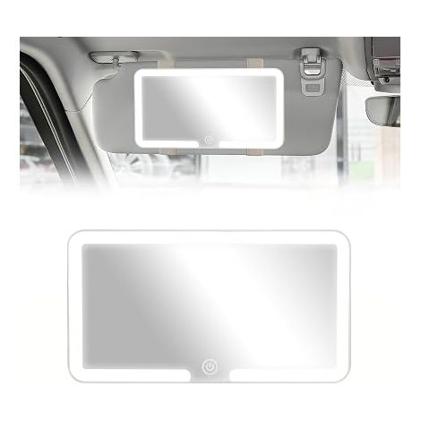 Miroirs Pare Soleil Voitures, Miroir de Courtoisie Voiture avec 3 Modes Lumieres LED Rechargeable, Miroir de Maquillage Voitures pour Pare-soleil de Voiture Rechargeable, Miroir Voiture LED Portable (1/5)
