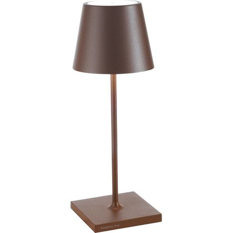 Lampada a led da tavolo Poldina Pro Mini Corten ricaricabile e dimmerabile con batteria fino a 12 ore