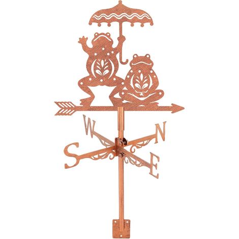 Girouette de Toit Grenouille avec Parapluie en Cuivre Rouge Instrument de Girouette de Jardin Exterieur du Vent avec Indicateur Animal sur Toit Décoration Extérieure pour Jardin (1/5)