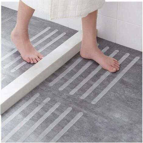 LaBlanc - 24 pezzi di adesivi antiscivolo per doccia, strisce di sicurezza autoadesive trasparenti per vasca da bagno e doccia (2 x 38 cm) (1/5)