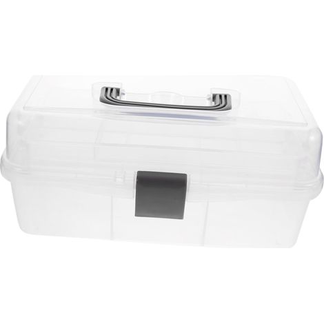 Caja de almacenamiento transparente para arte y manualidades, organizador portátil para pañales, herramientas y accesorios para manualidades, juguetes y costura. (1/5)