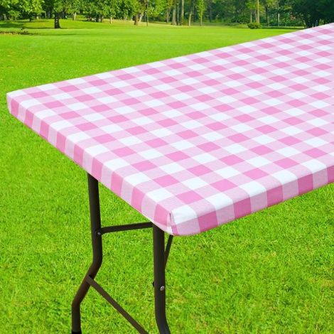 rechteckige Picknicktischdecke, elastische, wasserdichte, laminierte Vinyltischdecke, karierte Tischdecke, für Essen, Camping und den Außenbereic (1/5)