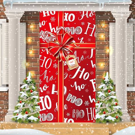Humorvolles Weihnachtstürbanner mit Weihnachtsmann – Festliche Dekoration für Haustür, Veranda oder Partydekoration (1/5)