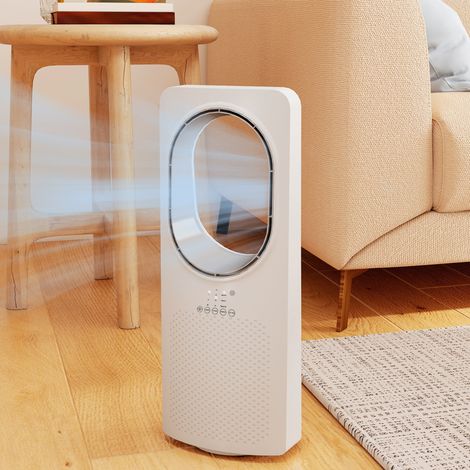 Ventilador de torre ultrasilencioso de 36 dB, oscilación de 45°, 3 velocidades, 3 modos, mando a distancia, blanco.