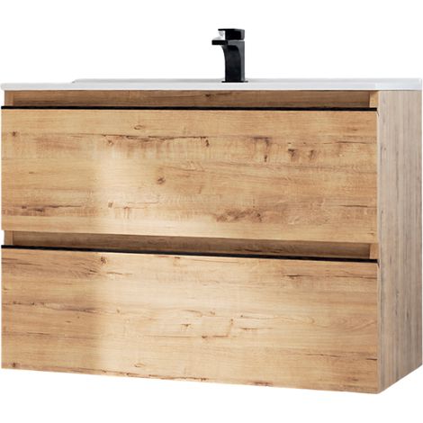 BATHME MADISON TOP Mueble de Baño con Lavabo 2 Cajones Roble Ostippo - Medida: 100 cms - ref: CNB392RT+SA.LIECO10146