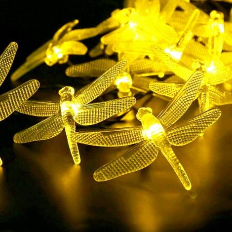 Solar String Light Waterproof Outdoor Fairy Lights 22Ft 30 Crystal Dragonfly LEDs for Pation,Homes,Gardens (1/4)