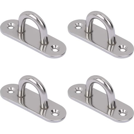 Deckenhaken aus Edelstahl, 4 Stück, Wandhalterung, längliche Ösenplatten für Hängesessel, Hängematte, Yoga, Schaukeln, Boxsack, Blumentöpfe
