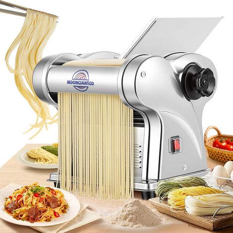 Electric Pasta Machine, Fresh Pasta Machine, Stainless Steel, with Blades of 1.5 mm and 4 mm, 9 Thickness Adjustment 0.3 mm-3 mm, for Spaghetti, Fettuccine, Tagliolini, Ravioli (1/5)