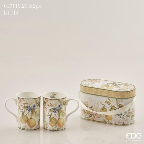 EDG Enzo De Gasperi Set 2 Tazze Mug Porcellana H 11 Cm D 8 Cm 320 Ml Confezione Regalo Giallo
