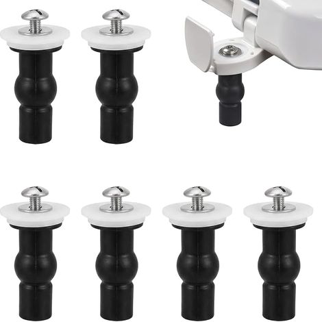 Lot de 6 Fixation Abattant WC Universel, Vis d'Expansion pour Lunette de Toilette, Kit de Fixation Cuvette WC pour Trous Borgnes, Charnières de Rechange Robustes et Durables (1/5)